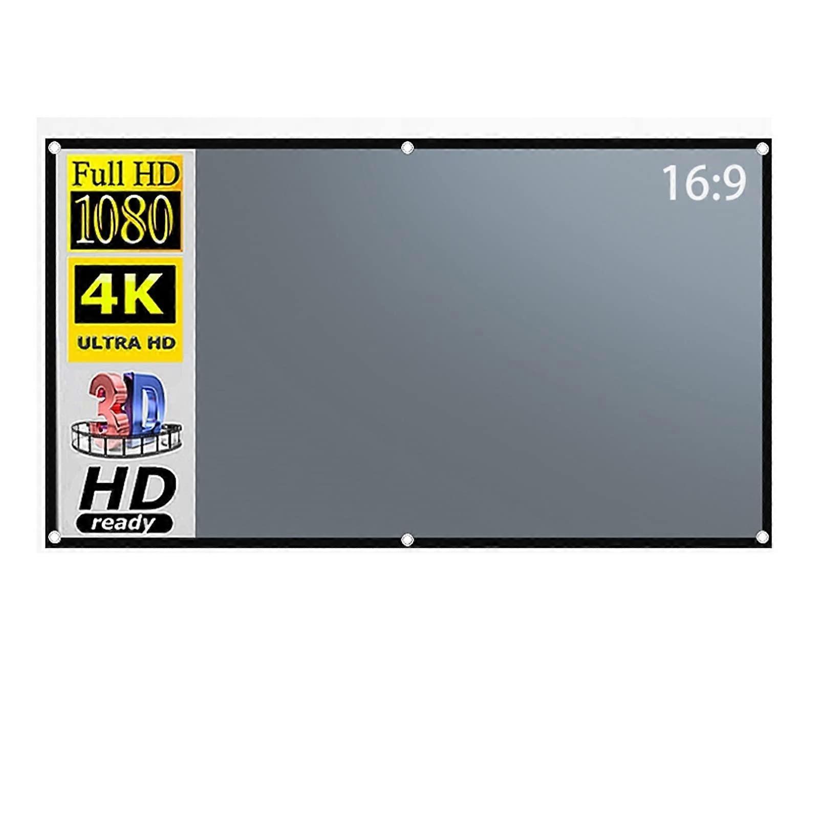 Projector Screen 16:9 AntiGlare Metal Frame Gray Optical Coating Portable Reflective Canvas 84/100/120/130/133 Inches