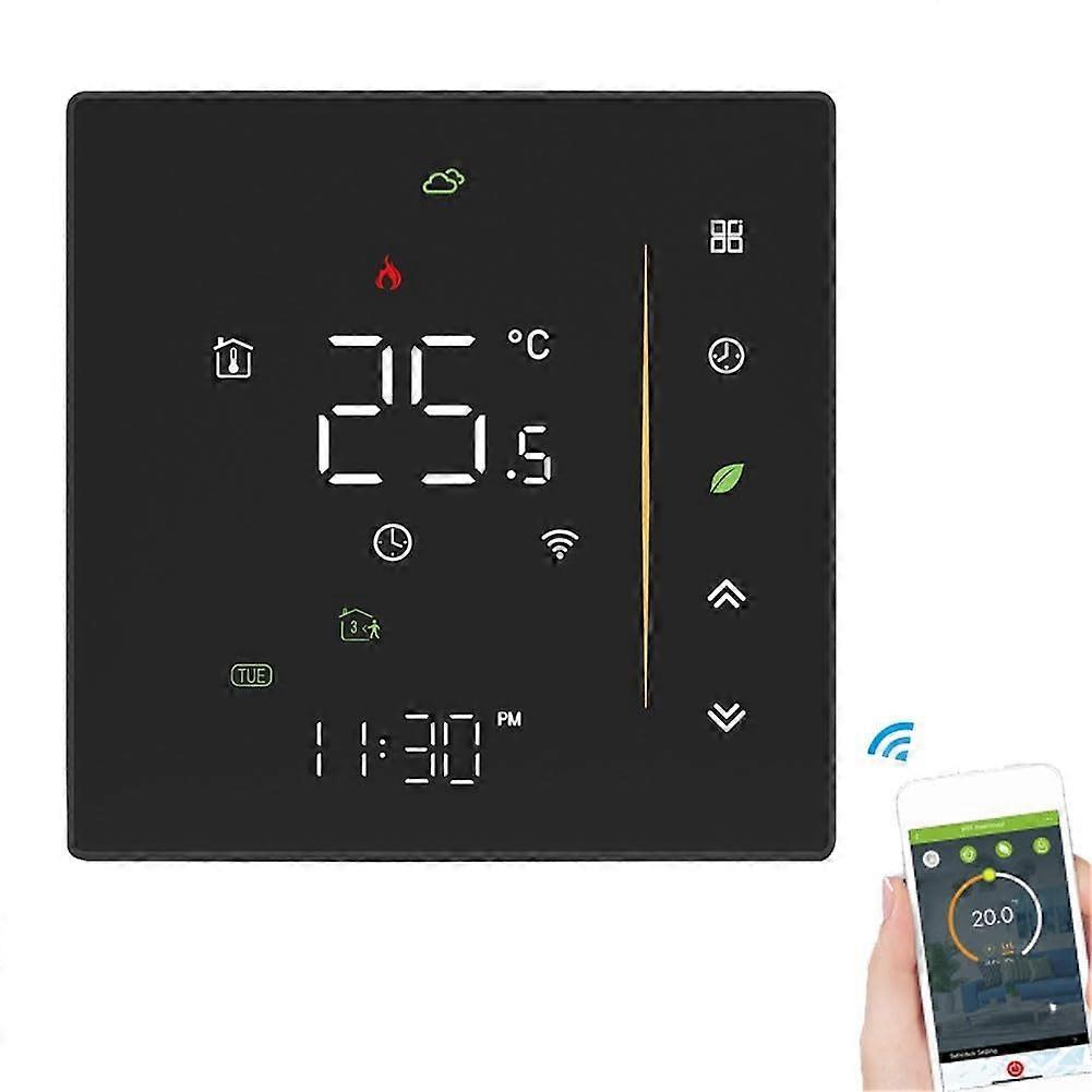 Smart WiFi Thermostat for Smart Home Heating with Voice Control and Energy Saving Schedule Black