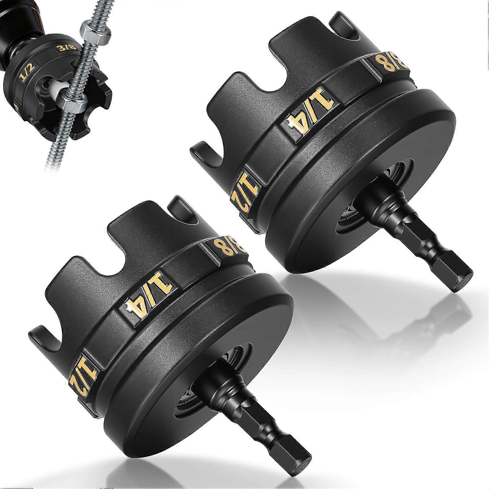 2 Pcs Nut Driver Drill Attachment Threaded Rod Nut Runner Fits 1/4 3/8 1/2 Inch for Fast Removal