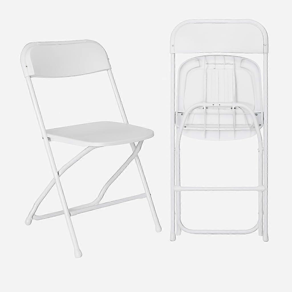 Plastic Folding Chairs White 6 Pack Lightweight Stackable Steel Frame for Indoor and Outdoor Use