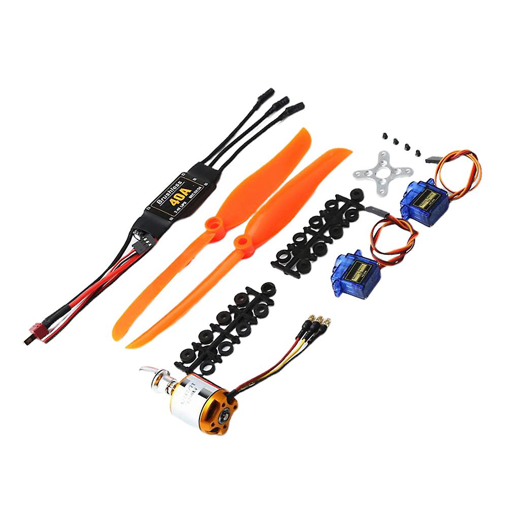 1 Set 9G Servo Brushless Motor 1250KV 40A ESC 2pc Propeller RC Plane Parts