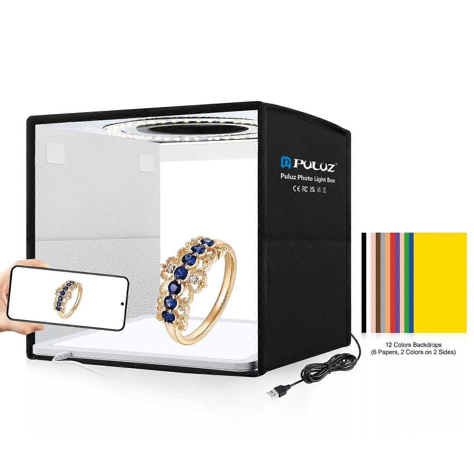 PULUZ 25cm Folding Photo Lighting Studio + Shadowless Light