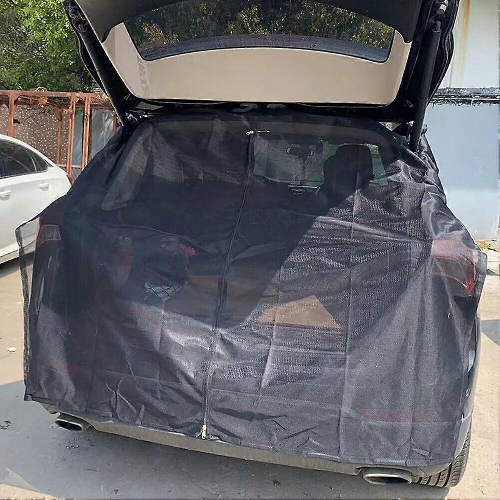 Car Magnetic Tailgate Net with FlyProof Mesh and DualWay Zipper for SUV Camping