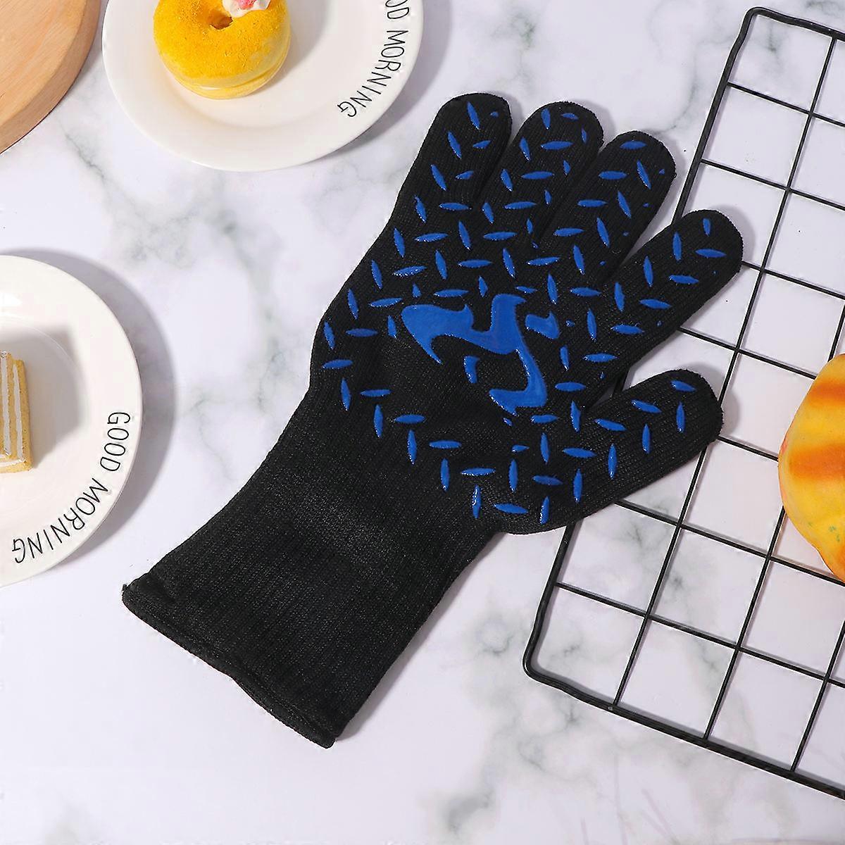 Microwave Gloves Oven Mitt for Heat Resistant Baking Kitchen Use Blue