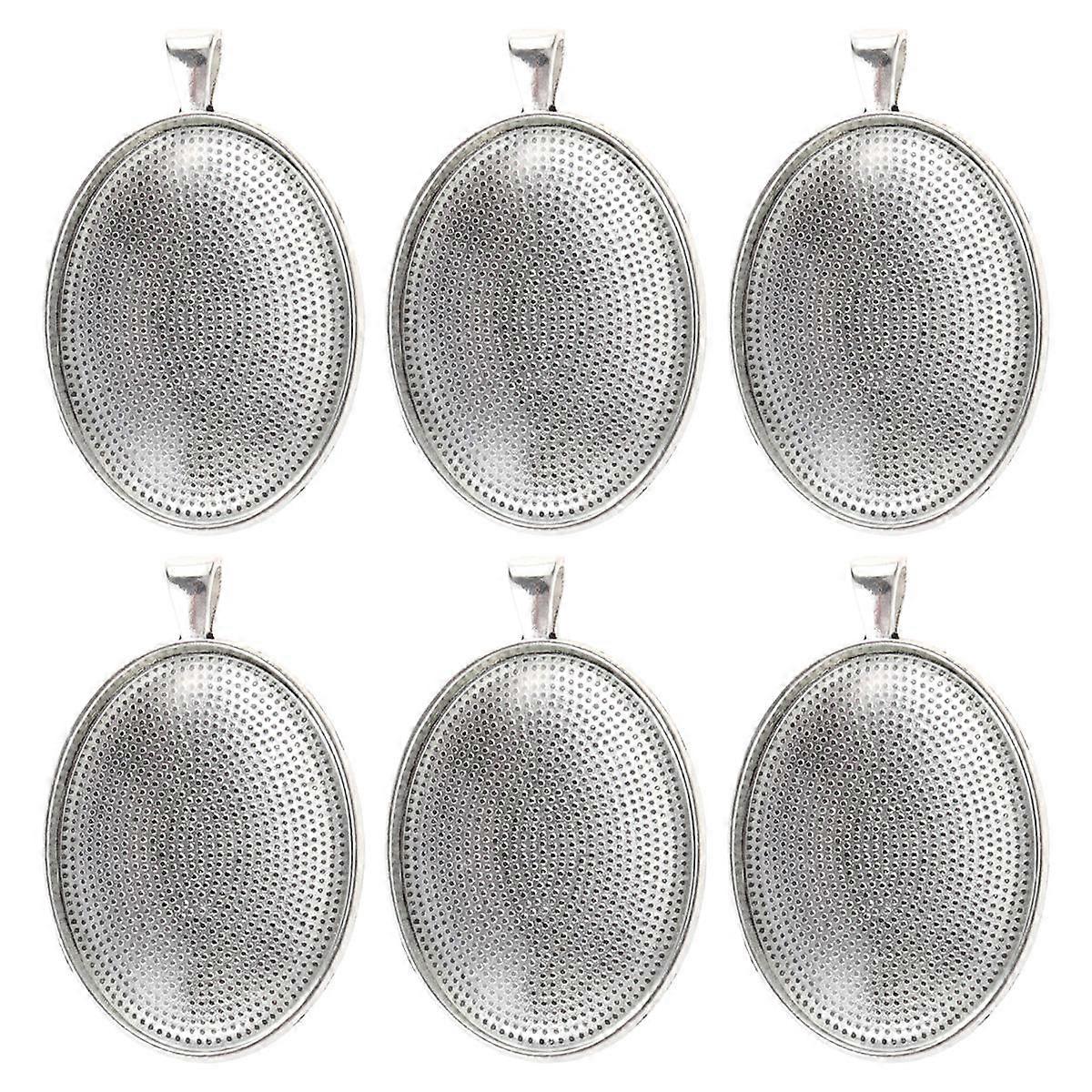 DIY Pendant Oval Pendant for Decorating 6Pcs Silver Glass Chain Kits