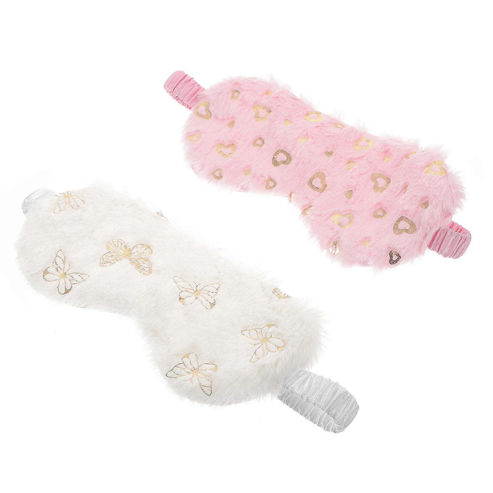 Lightproof Eye Cover Plush Eye for 2Pcs Sleeping
