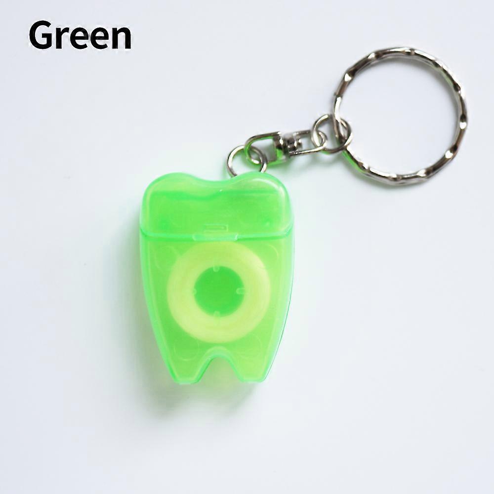 10pcs Teeth Shape Key Chain Dental Floss(Random Color)