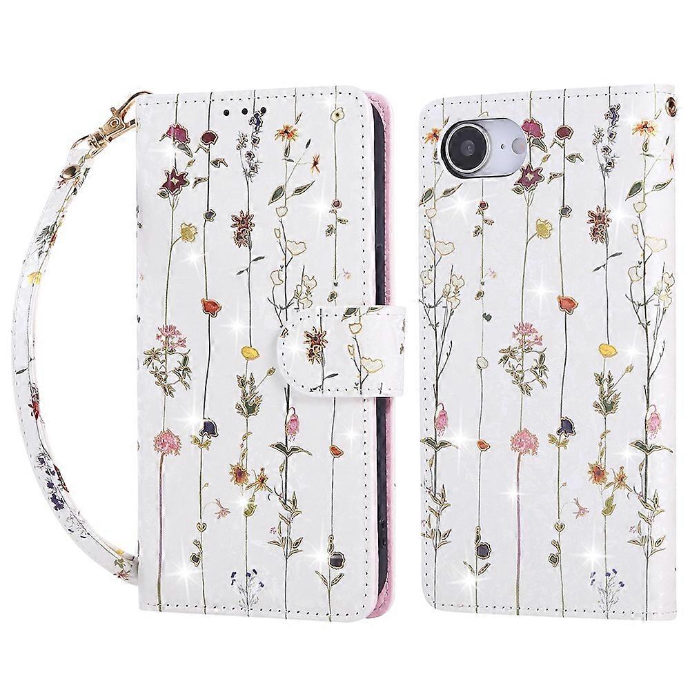 For iPhone 16e Case RFID Blocking Flower Leather Phone Cover