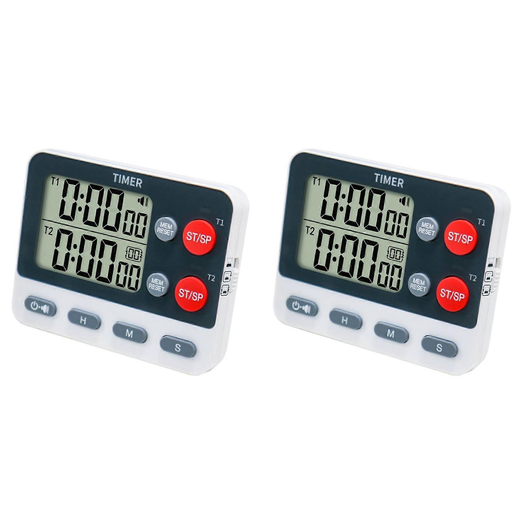 2X Digital Kitchen Dual Group Cycling Timer Three Timing Options,Mute/Turn Off Memory Function Timer