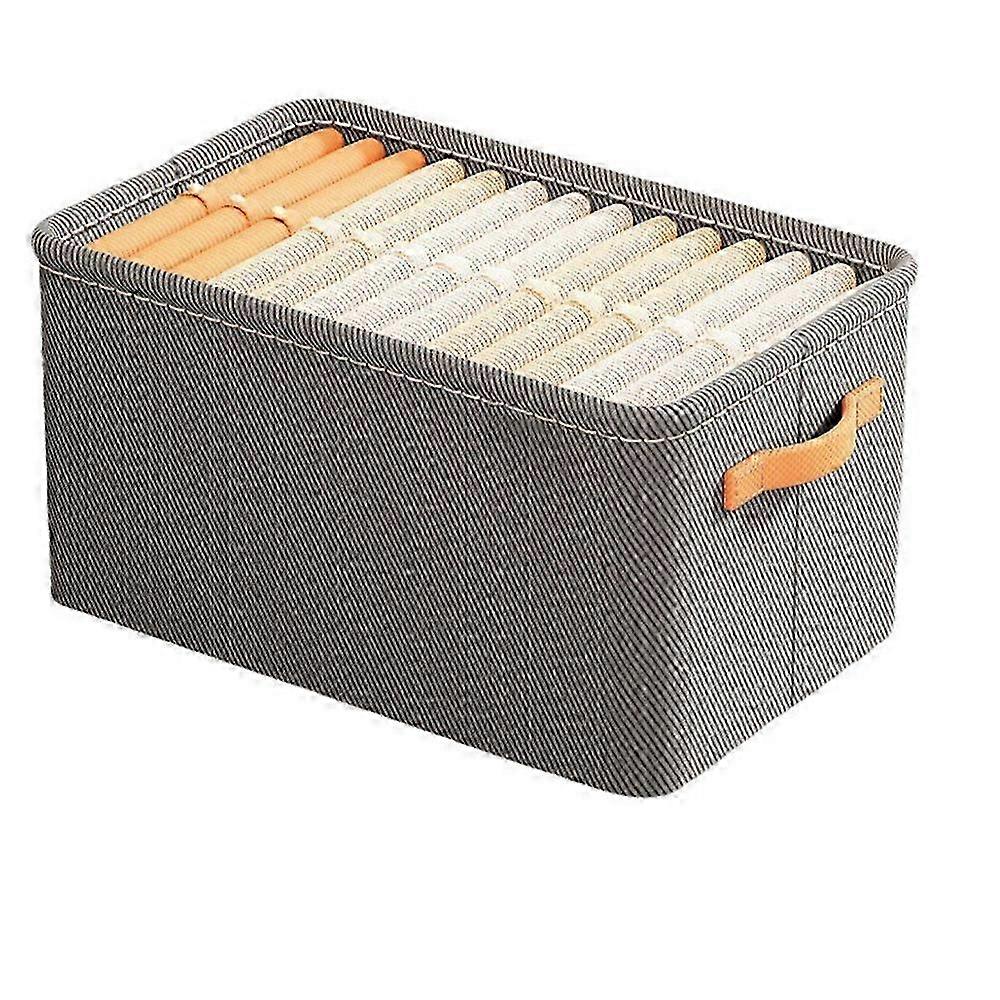 Closet Storage Bin with Large Front Opening, Foldable Clothes Organizer Steel Frame Wardrobe Box