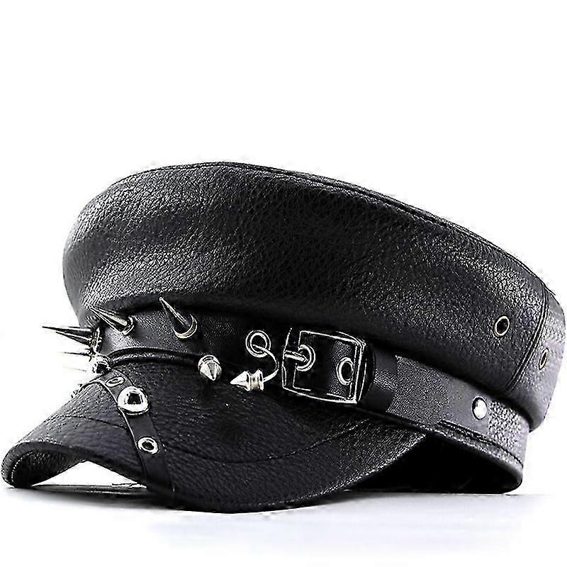 Boné de couro com rebites para performance - Preto - Presente
