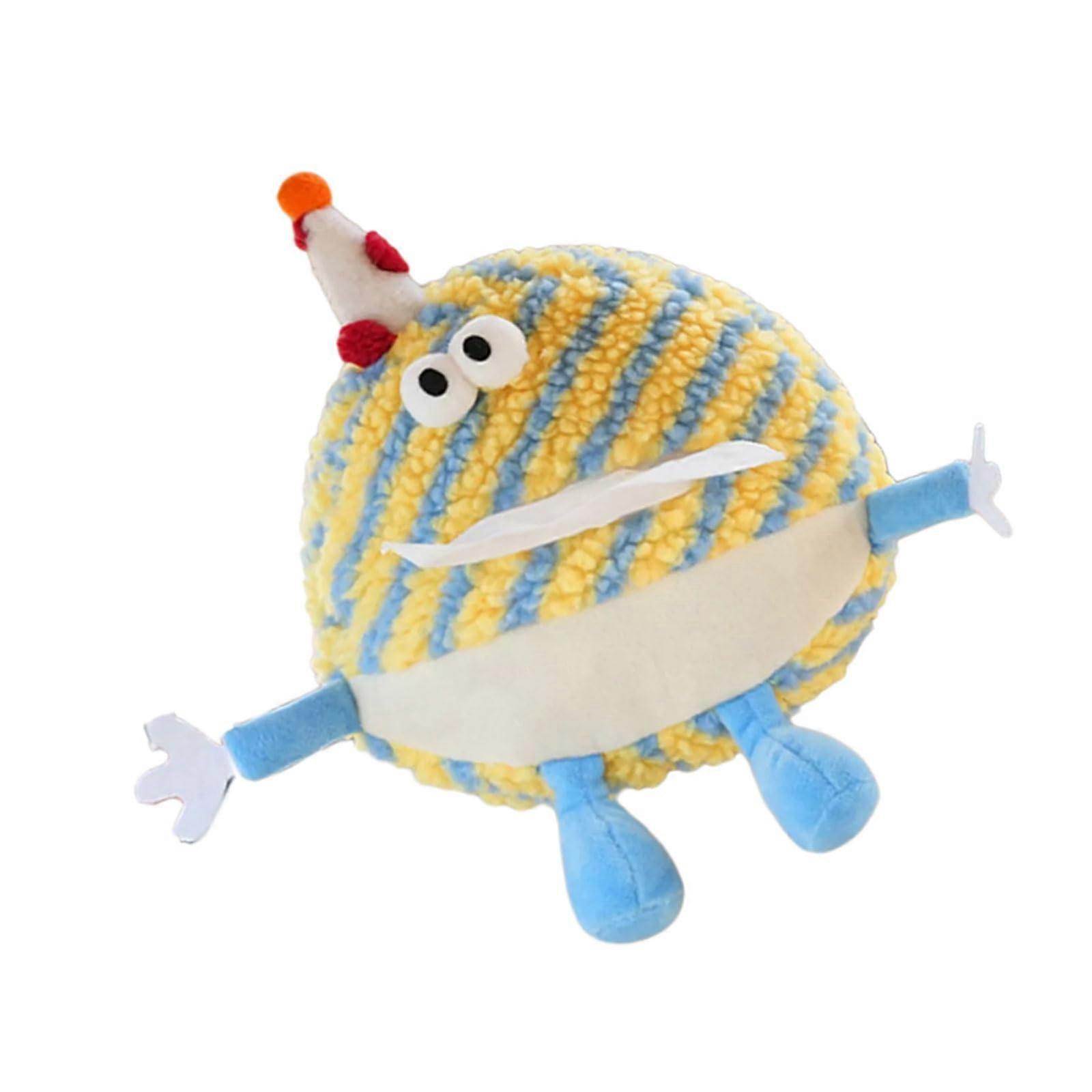 Tissue Box Cover with Stylish Rectangular Design, Cartoon Yellow Stripes, Durable Fabric for Home