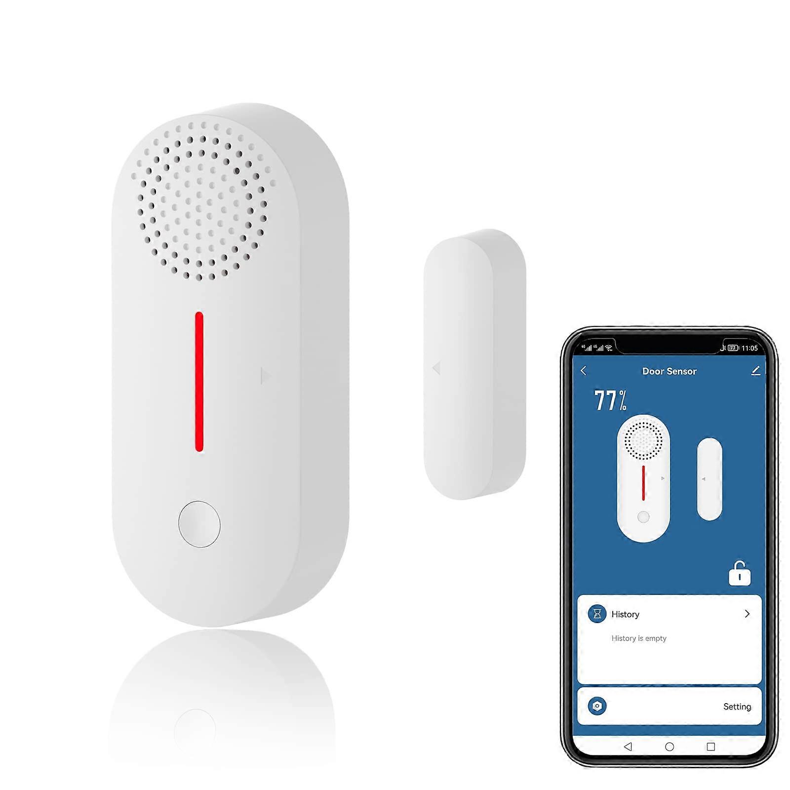 Smart Door Sensor 2 Pack, Wireless Door Alarm with App Alerts, Alexa Google Compatible for Home Security