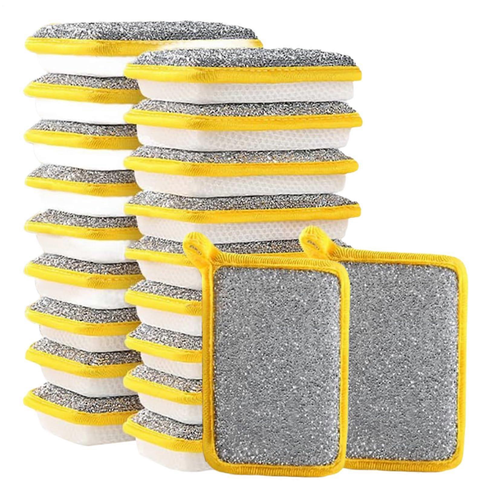 Kitchen Sponges 20 Pack Non Scratch Double Sided Reusable Dish Scrubber Pads for Sink Cleaning