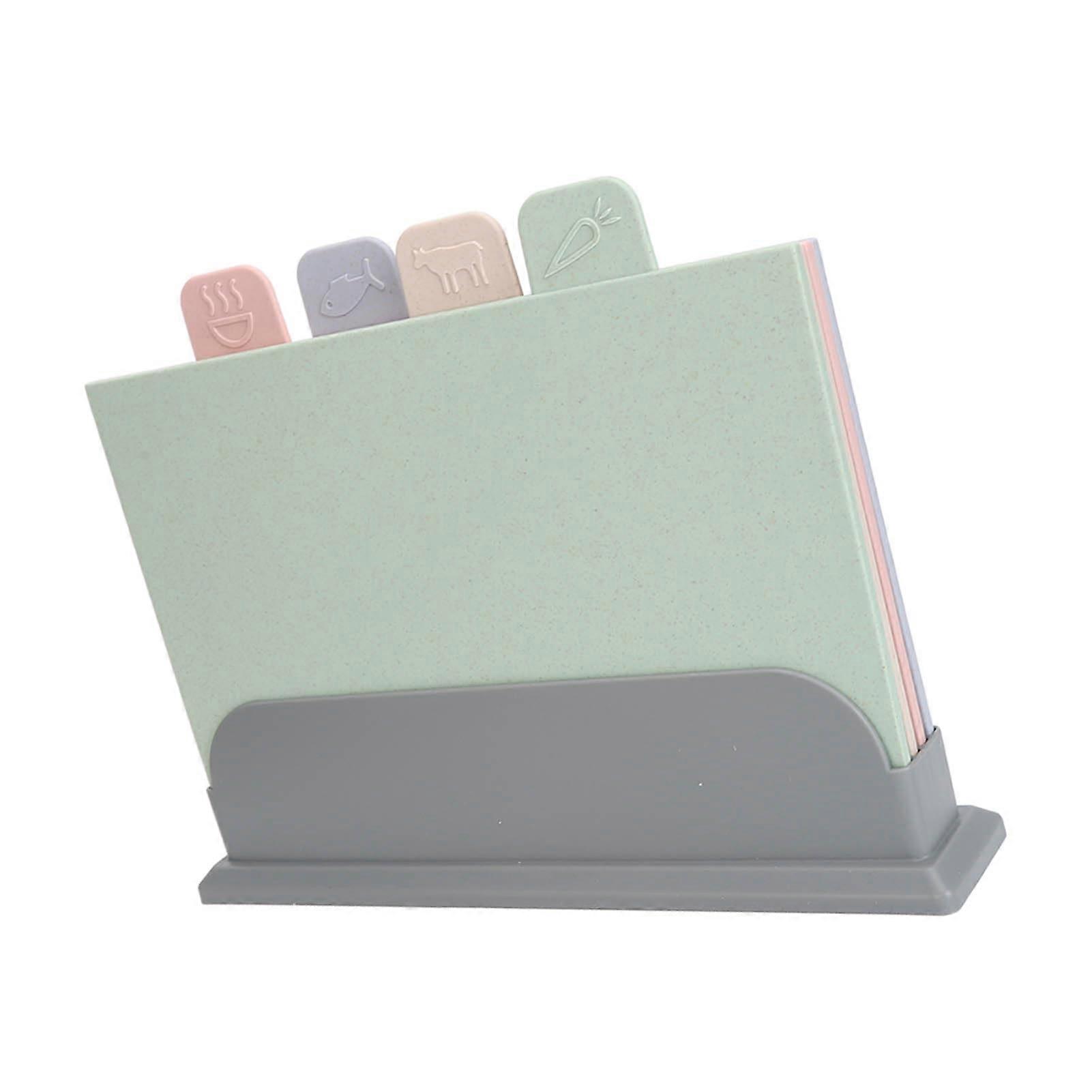 4pcs Color Coded Cutting Boards with Holder, DoubleSided NonSlip Plastic Chopping Board Set