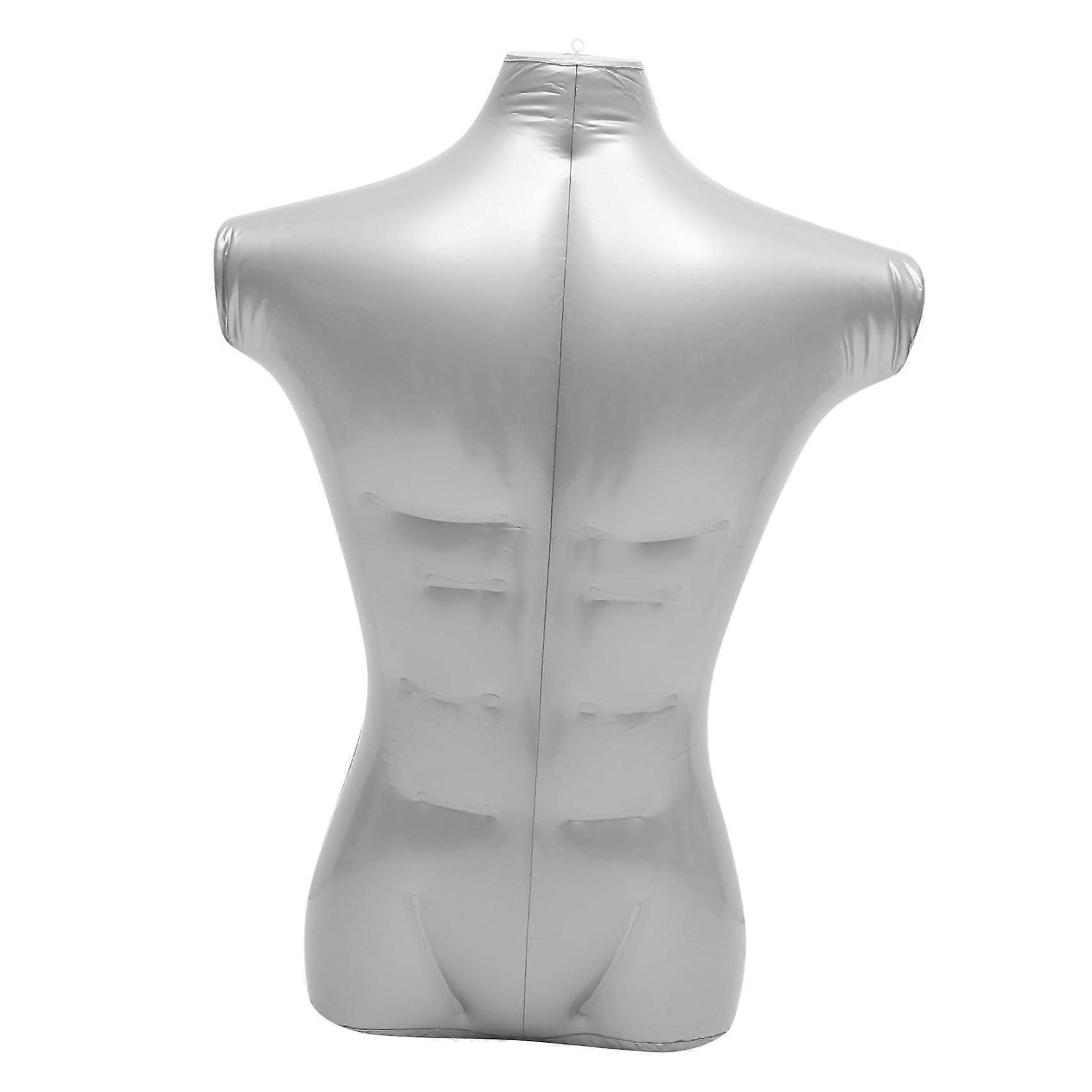 Silver Inflatable PVC Mannequin Torso for Clothes Display, SpaceSaving Clear Garment Form for
