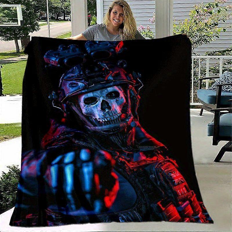 Black Ops Modern Warfare Skull Mask Design Flannel Blanket  Soft