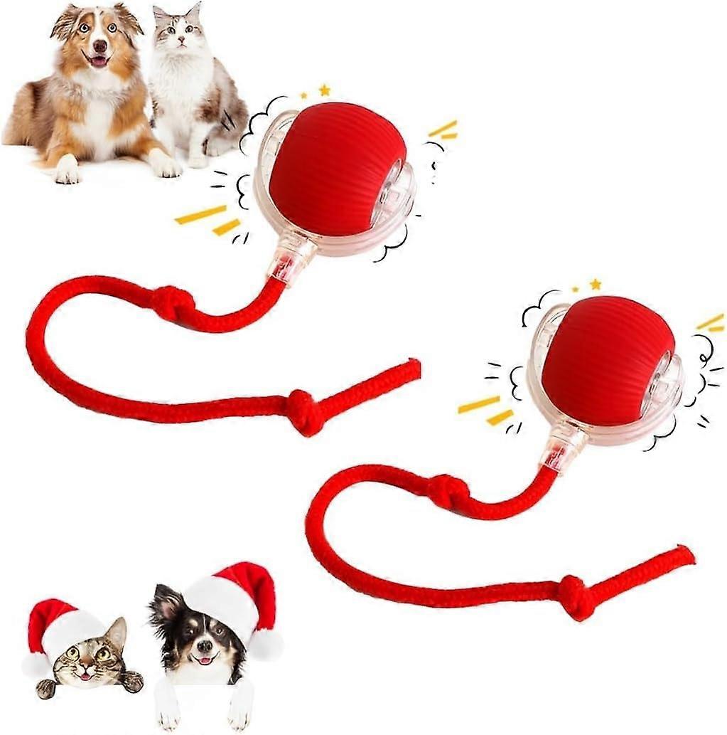Interactive Dog Toy Ball with Smart Obstacle Avoidance, 3 Modes for Exercise and Play, Red 2pcs