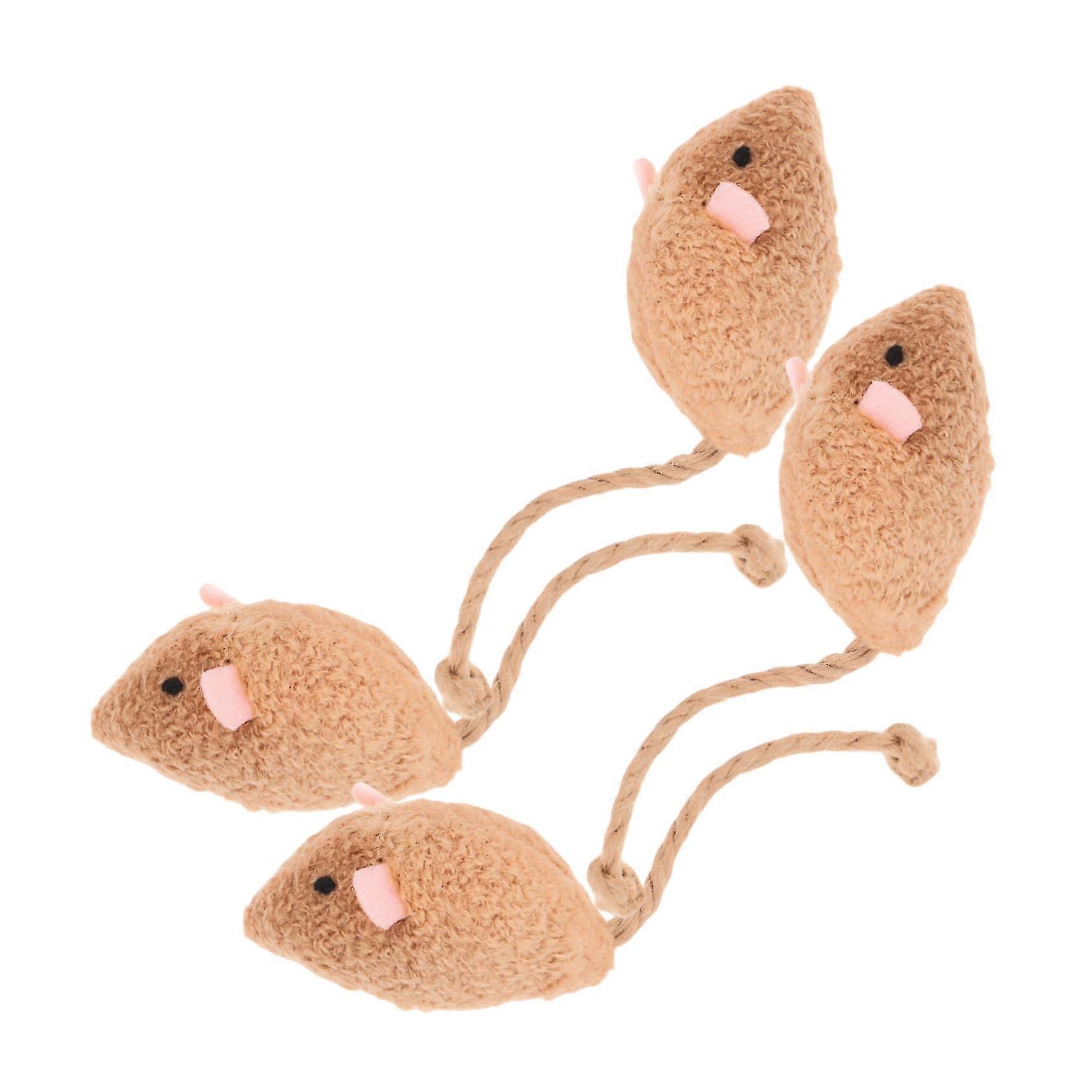 4pcs Interactive Plush Mouse Toy for Cats with Automatic Wobbling and Realistic Chase Design