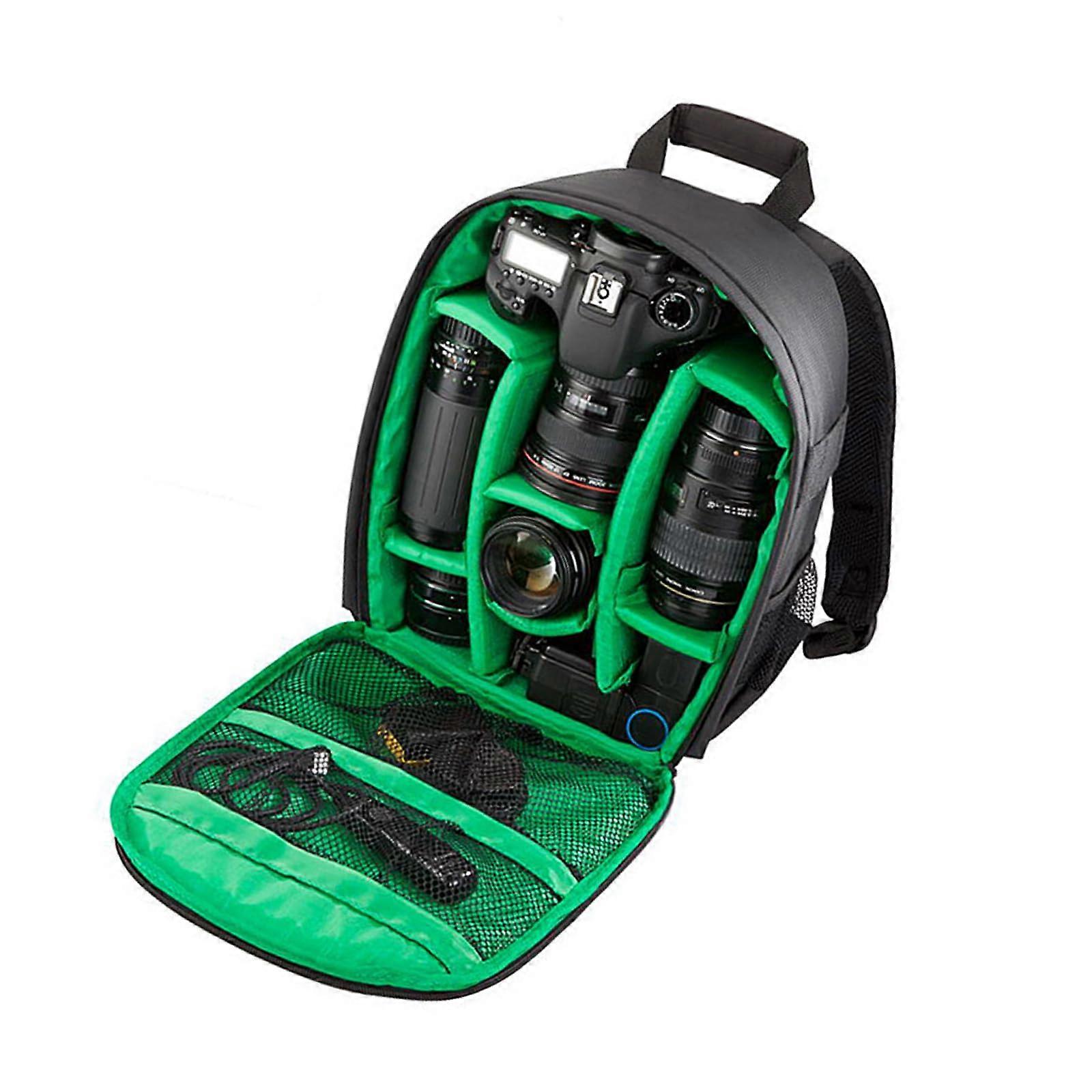 Waterproof DSLR Camera Backpack with Shockproof Padded Interior and Adjustable Straps Green