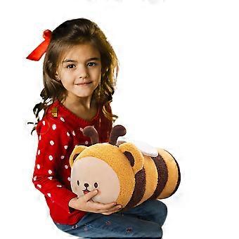 Niedliches Bienen-Plüschkissen, Kuscheltier, Kawaii-Zylinderkissen für Kinder und Mädchen, Gelb, 28 cm