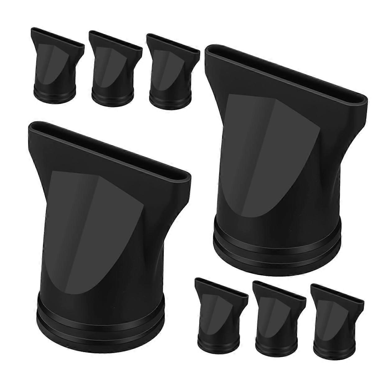 8pcs Black Plastic Hair Dryer Nozzle Attachments for Faster Drying and Precise Styling