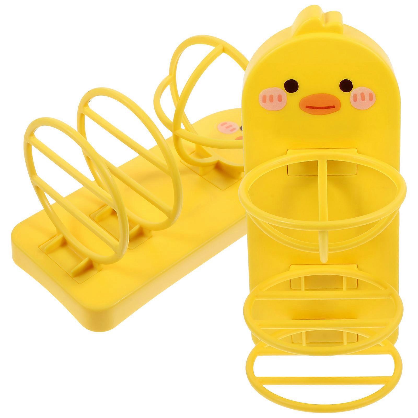 Makeup Puff Storage Stand Wall Mounted for Storage Use 2Pcs Yellow Holder