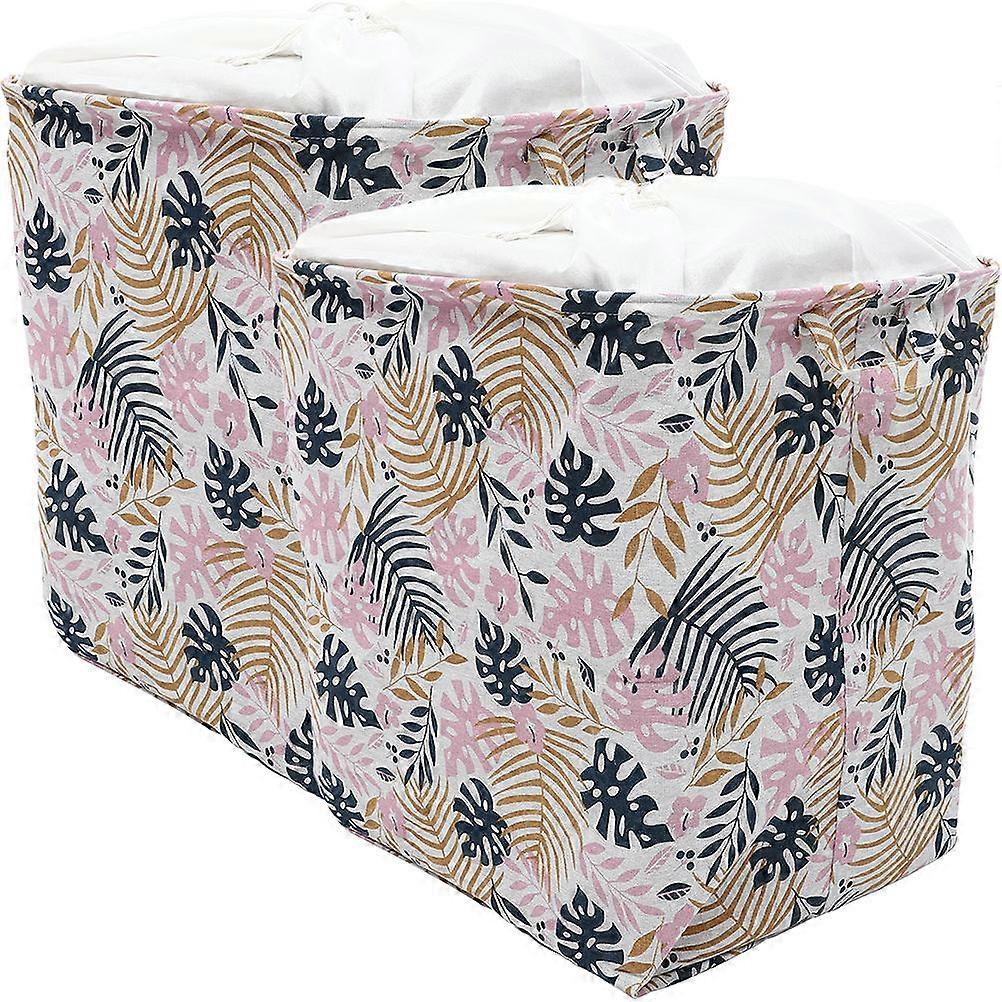2Pcs Fabric Laundry Basket Drawstring Clothes Container For Home Organization Multi Color Storage
