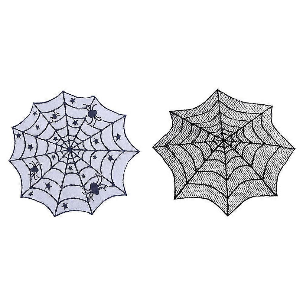 Halloween Table Decorations Lace Spider Web for Halloween Use 6Pcs Black