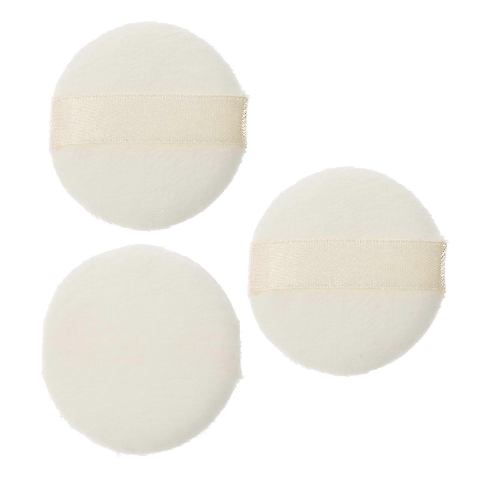 Makeup Powder Puff White Ultra Short Plush for Dusting Use 3Pcs Set