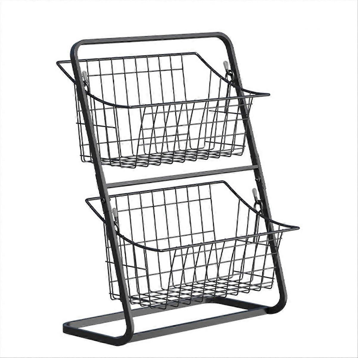 Kitchen Organizer Shelf Double Layer Black