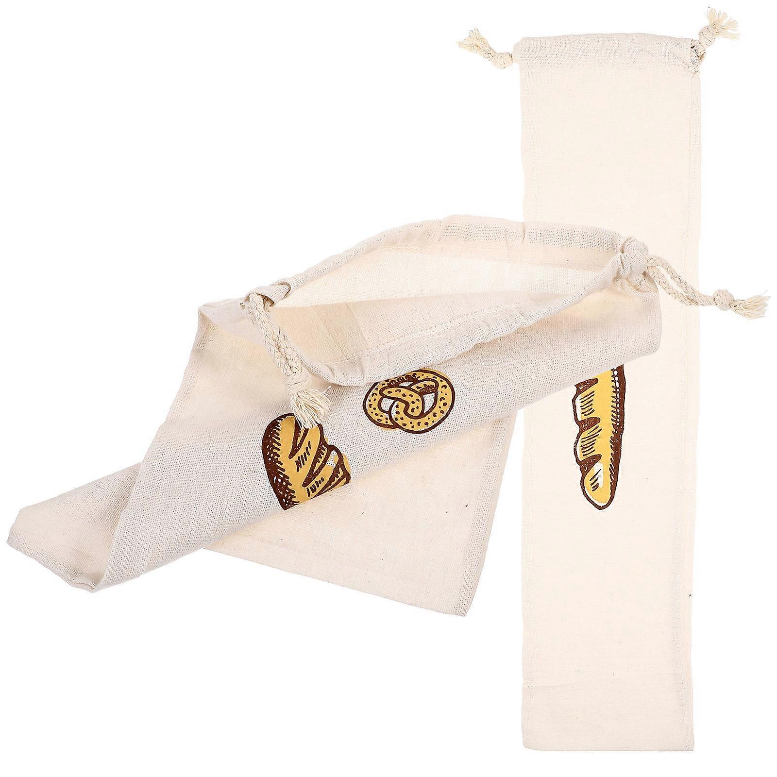 Linen Bread Bags for Storage 2Pcs Reusable Drawstring Bread Bags Multi-Use