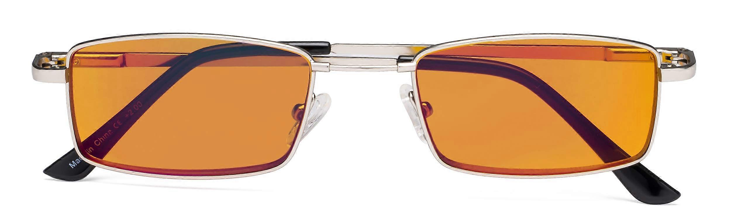 Blue Light Blocking Reading Glasses +1.75 Silver Frame AntiGlare Bendable Nose Bridge