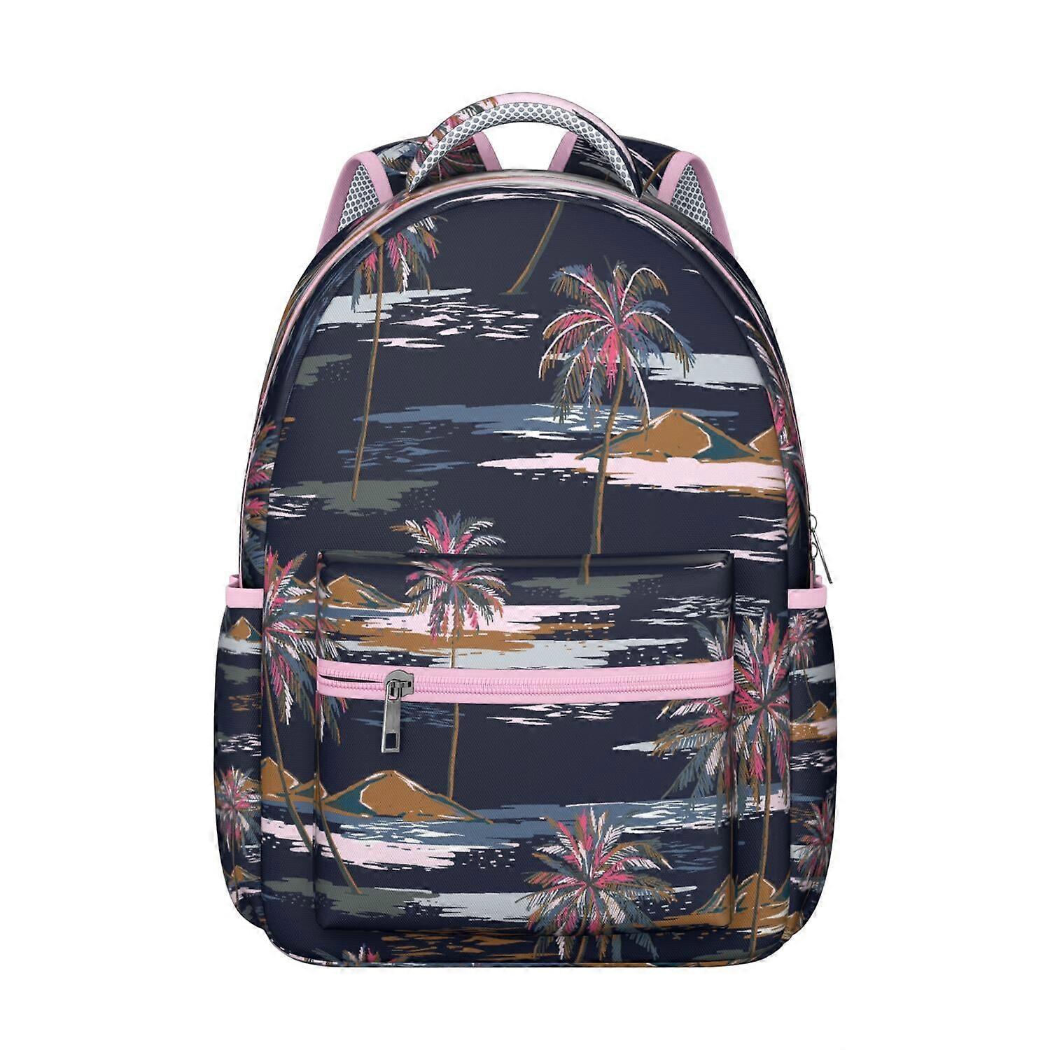 Mochila moderna com estampa tropical de folhas de palmeira havaianas – Mochila leve e de grande capacidade para laptop, ideal para estudantes, perfeita para ir ao campus e também para presentear.