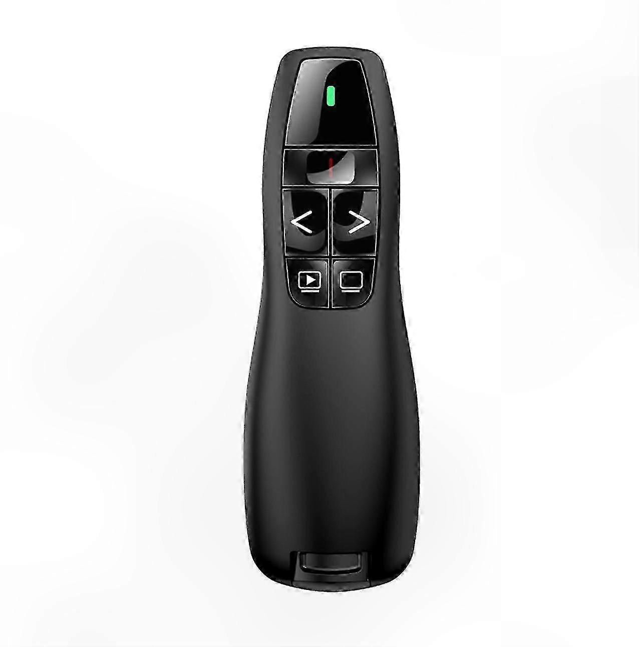 Wireless Presentation Remote with USB Receiver, Red Laser Pointer, 15m Range, 6 Buttons for PC - Black