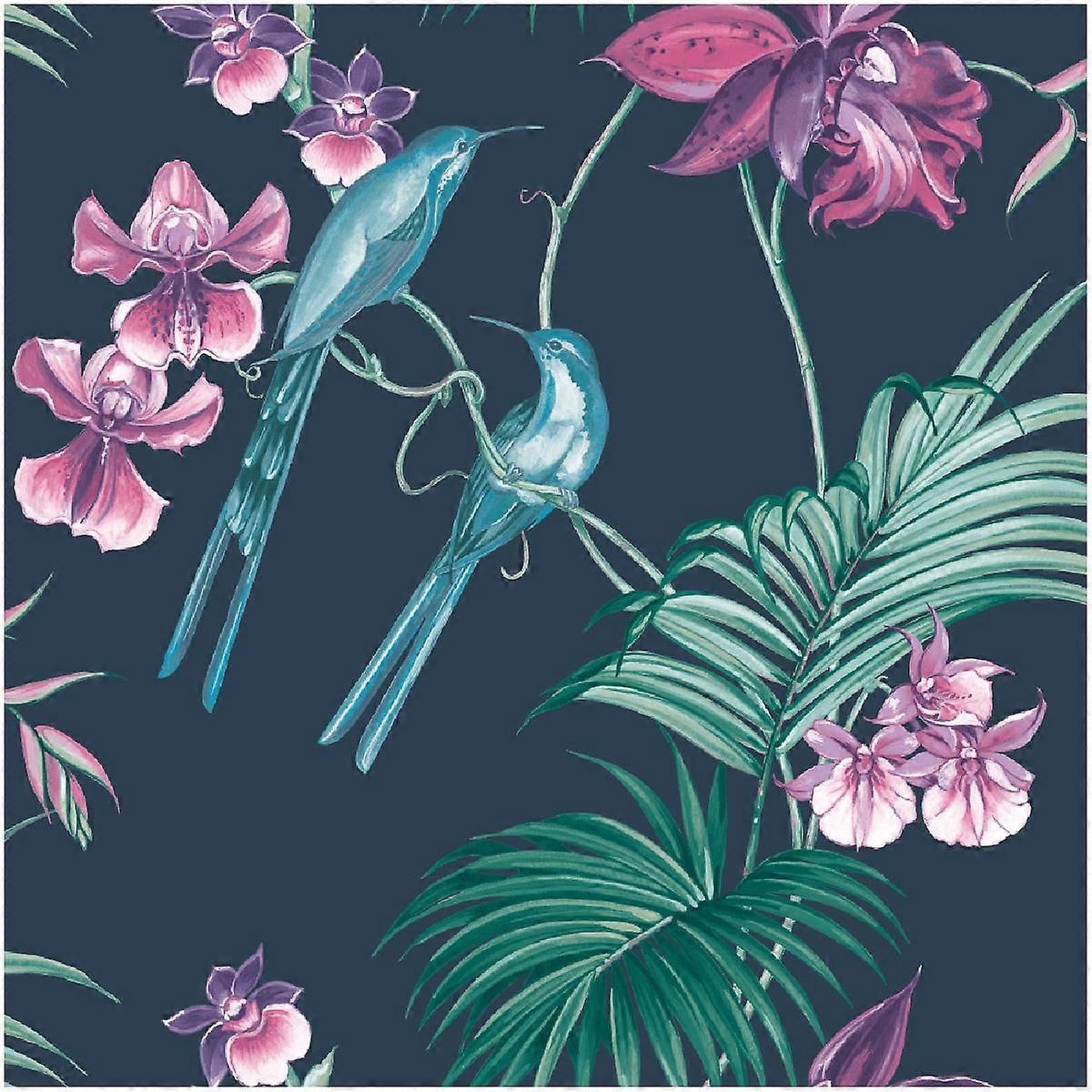 Utopia Navy Wallpaper