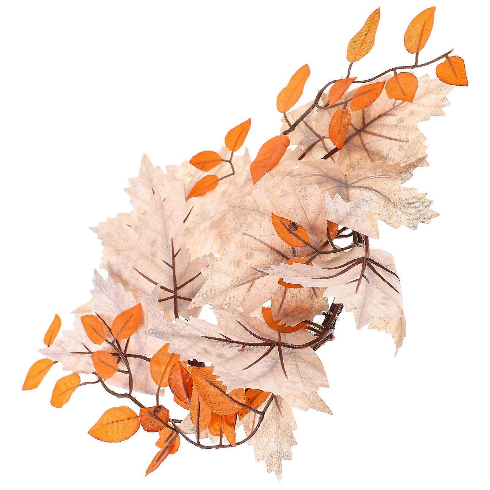 Artificial Leaf Candle Ring Fall Candle Ring for Thanksgiving Decor 4Pcs