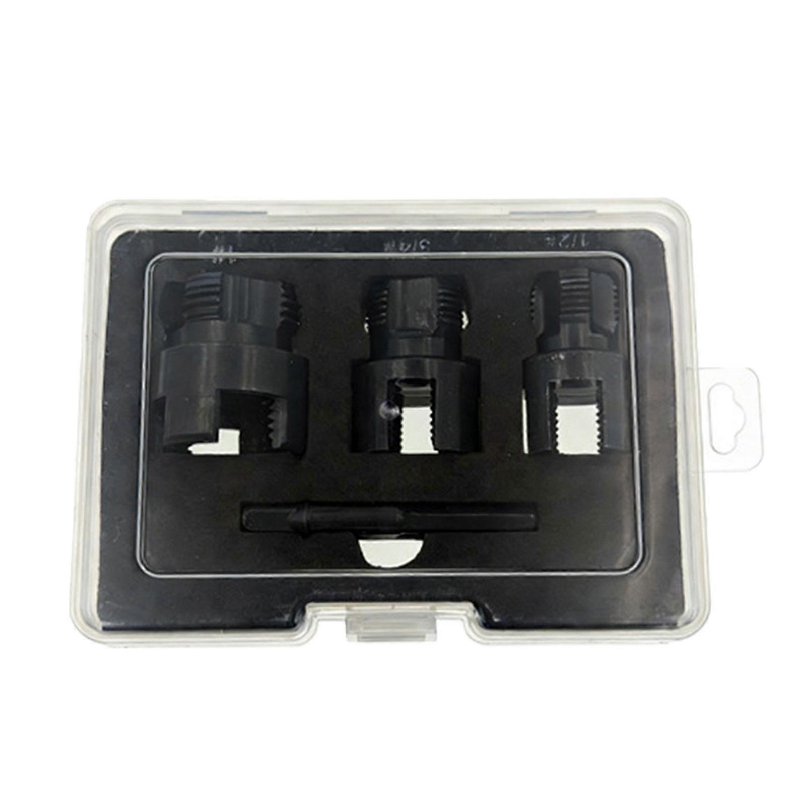 Professional Grades Pipe Threading Set With Multiple Size Carbon Steel Water Pipe Threader Tapping Tool  Black