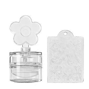 Clear Nail Stamper with Scraper, Reusable Transfer Tool, Heart and Flower Patterns, Small Size for Professional Nail Art