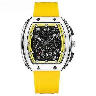 OFNS Men's Sports Watch - Square Case, Yellow Silicone Strap, Multi-function Dial - Stylish & Durable Timepiece for Active Lifestyles