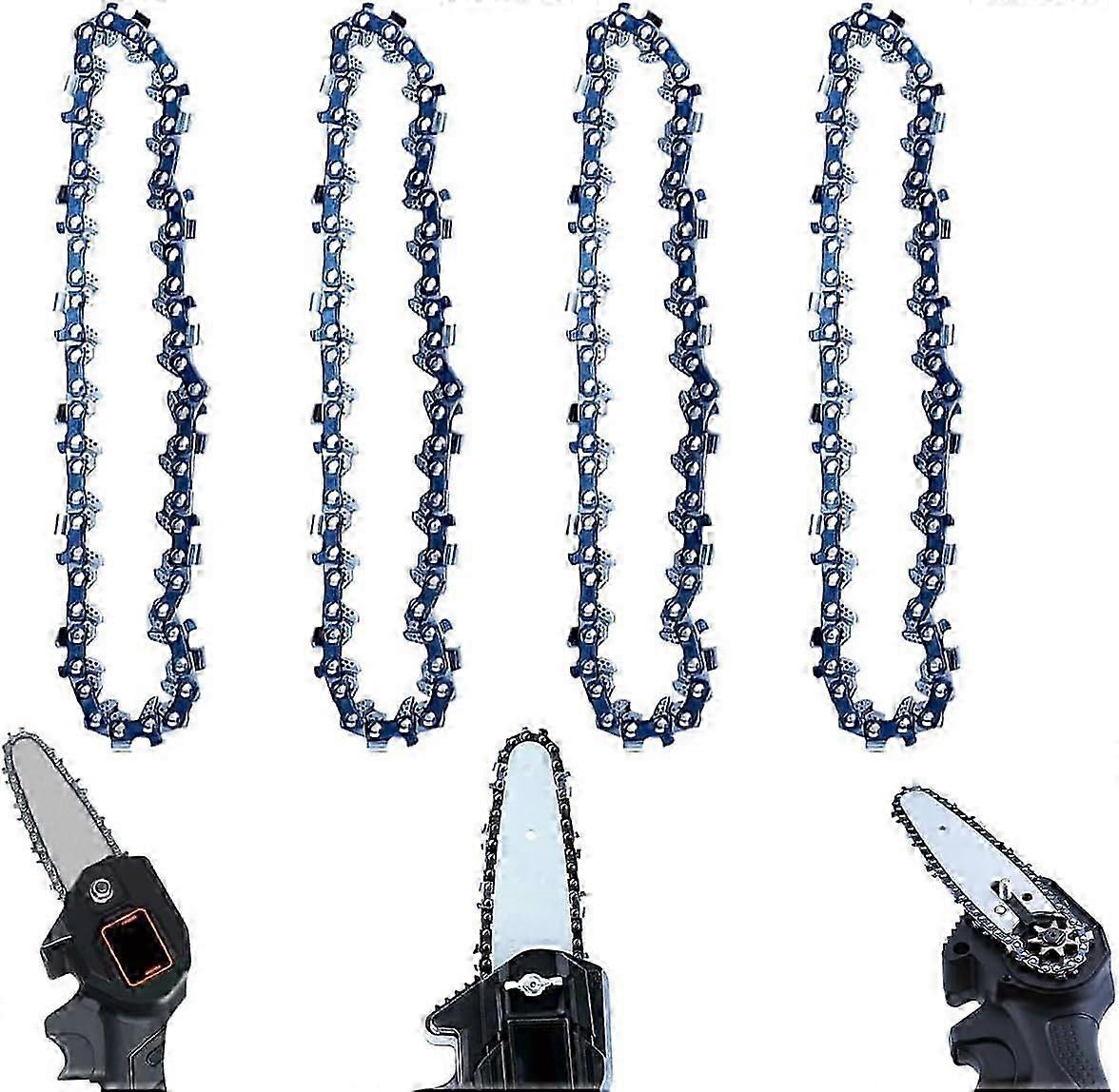 Conjunto de 4 correntes de motosserra de 6 polegadas, endurecidas e resistentes ao desgaste, compatíveis com mini motosserras elétricas a bateria de 6 polegadas, para corte de madeira e PVC.