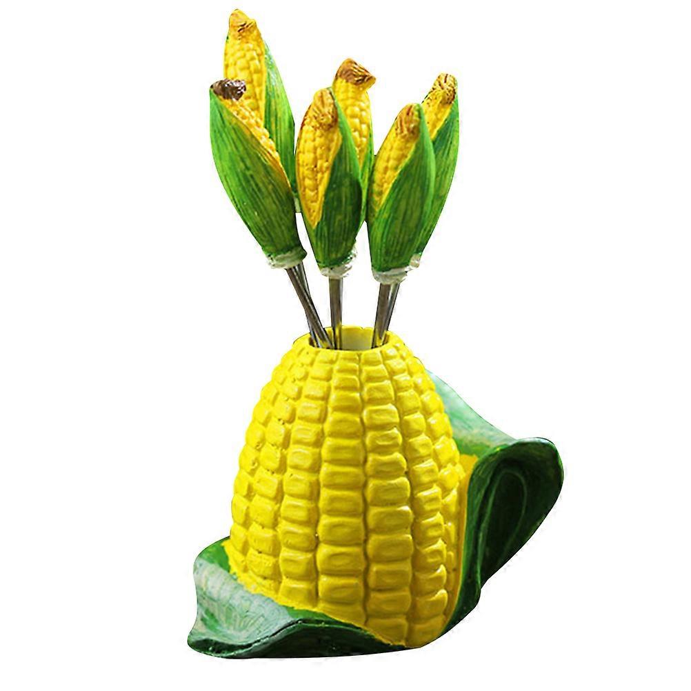 Yellow Fruit Forks Set for Fruit Featuring Corn Shape Design and Material