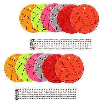 Traffic Safety Pendant Reflective Volleyball Keychain for Decoration 12Pcs Set