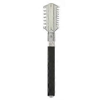 Double Edge Hair Thinning Razor Comb, Stainless Steel Barber Tool for Trimming and Styling, Non-Slip Frosted Handle, Easy Blade Change, 17cm