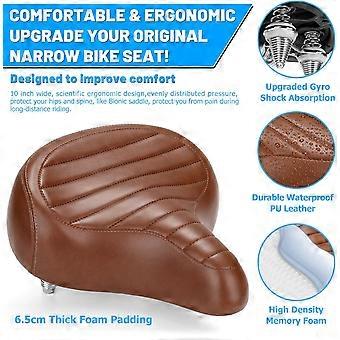 City Bike  Wide Brown Ultra Comfortable Men's and Women's  Soft Ergonomic Padding  E-Bike  Comfort Bicycle Saddle for Mountain Bike  with Suspension