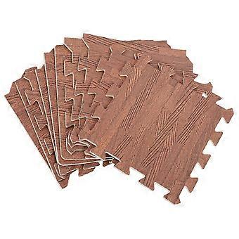 Wood Grain Foam Floor Mats 10 Pcs Set, Interlocking Tiles for Home Gym and Playroom Flooring