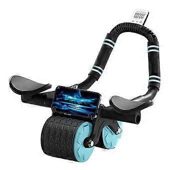 Buikspierroller met terugslagondersteuning, dubbele wielen, antislip, ingebouwde elleboogsteun en telefoonhouder, comfortabele grip. Veelzijdig trainingsapparaat voor mannen.