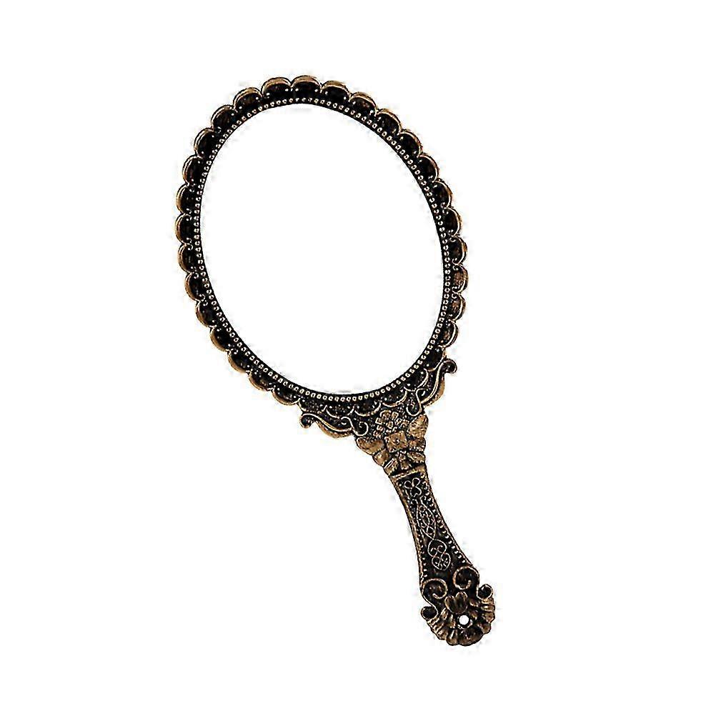 Retro Pattern Hand Held Makeup Mirror compatible with Makeup Portable Creative Bronze
