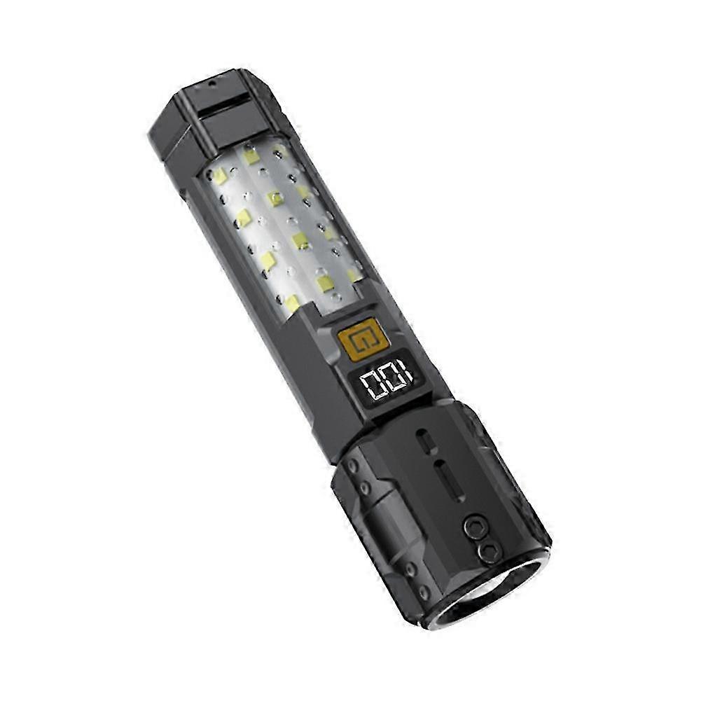 Zoom Flashlight Car Portable Work Light Multi-Function Outdoor Flashlight LED Warning Searchlight Black