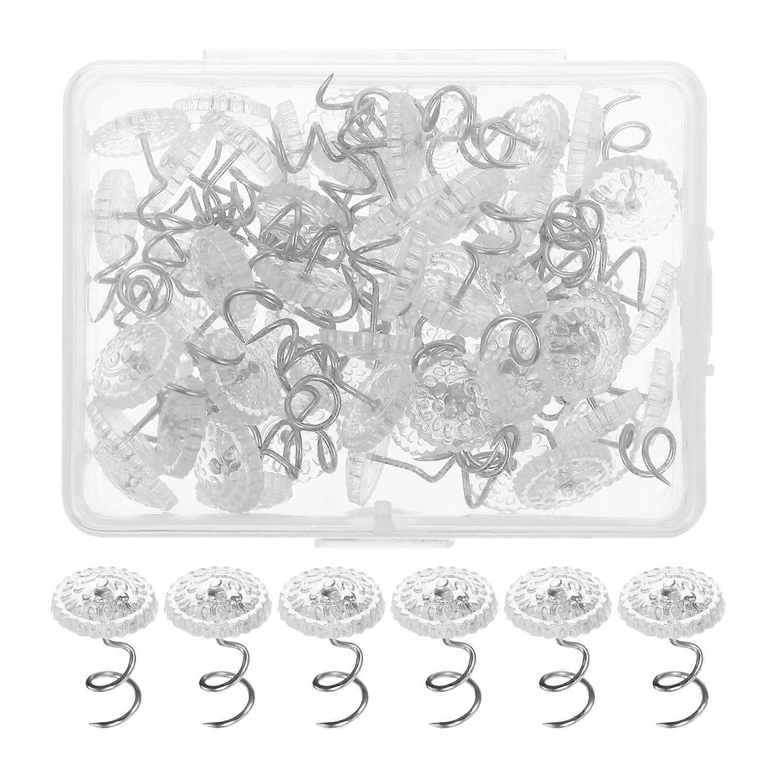 60pcs Plastic Head Twisted Twisting Nail Fixed Sheet Nails Transparent Practical for Home